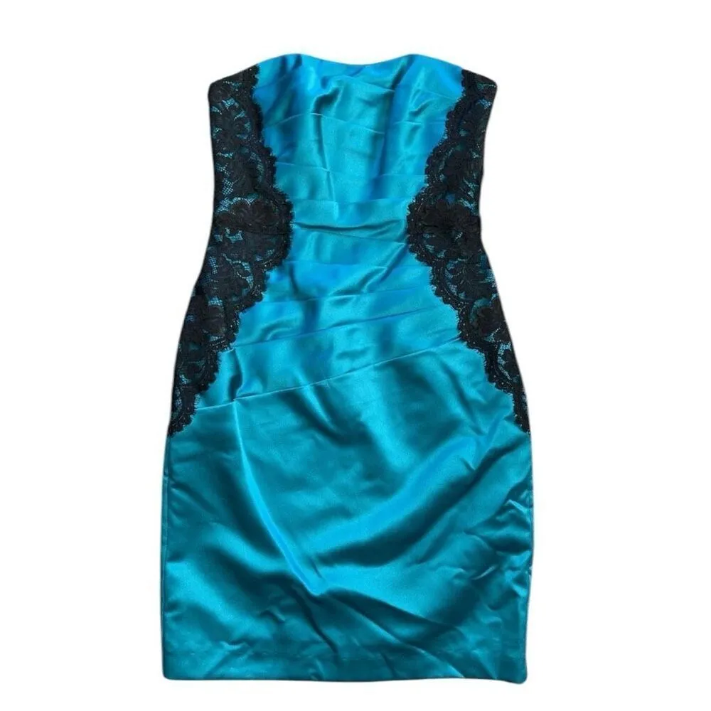 NWT Womens David’s Bridal Strapless Sleeveless Oasis Lace Satin Formal Dress - 2 - Image 2