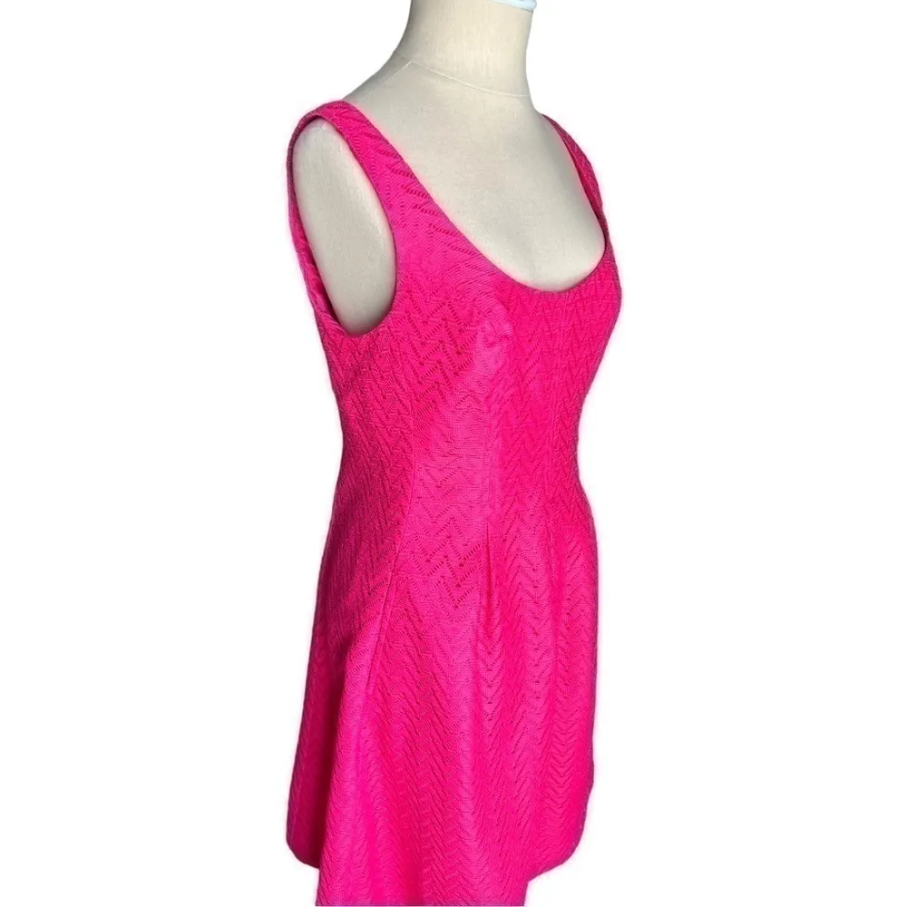 Nine West Scoop Neck Pink Lace Pleated Paneled Sleeveless A Line Dress Size 8 - Image 5
