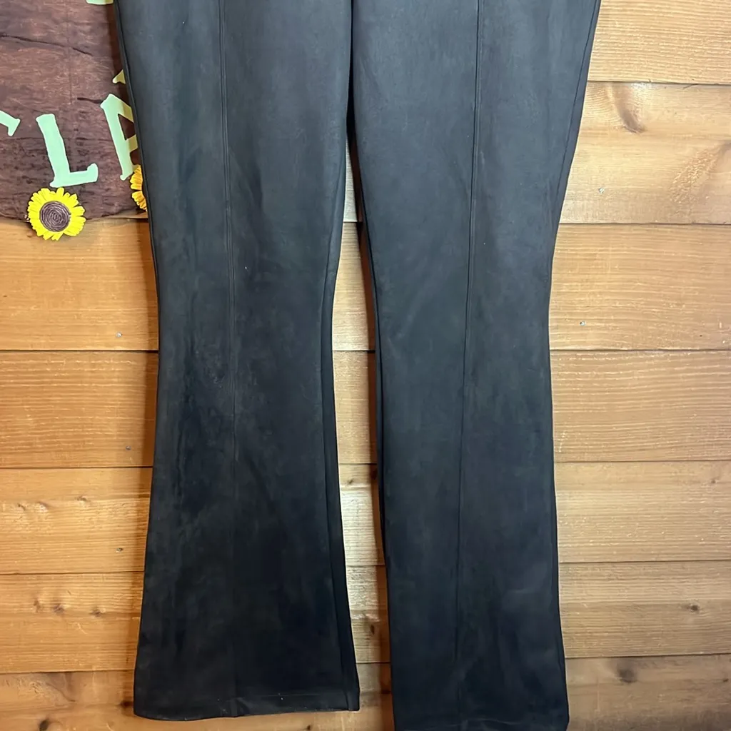 Spanx Wide Flare Leg Faux Suede High Rise Brown Pant XL Plus Size Stretch - Image 5
