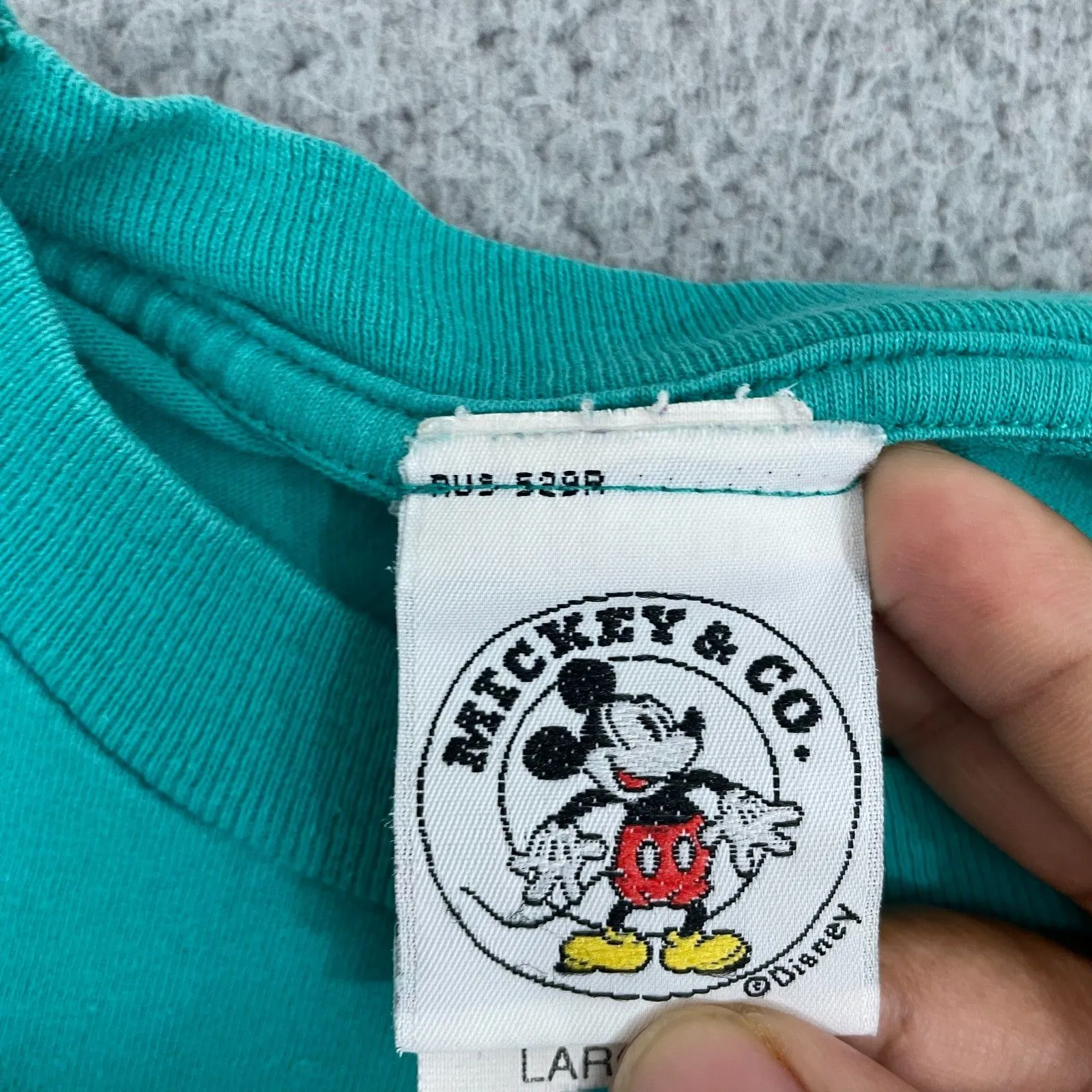 Vintage Mickey & Co. Sgurt Women L Teal Embroidered Short Sleeve Tee Size L - Image 7