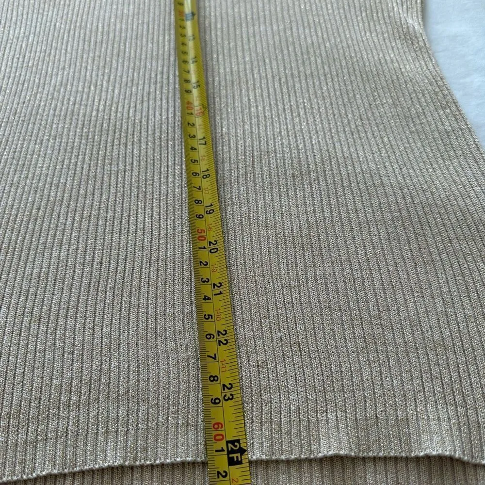 Joseph A Silk Metallic Gold Turtleneck Pullover Sweater Fitted L - Image 5