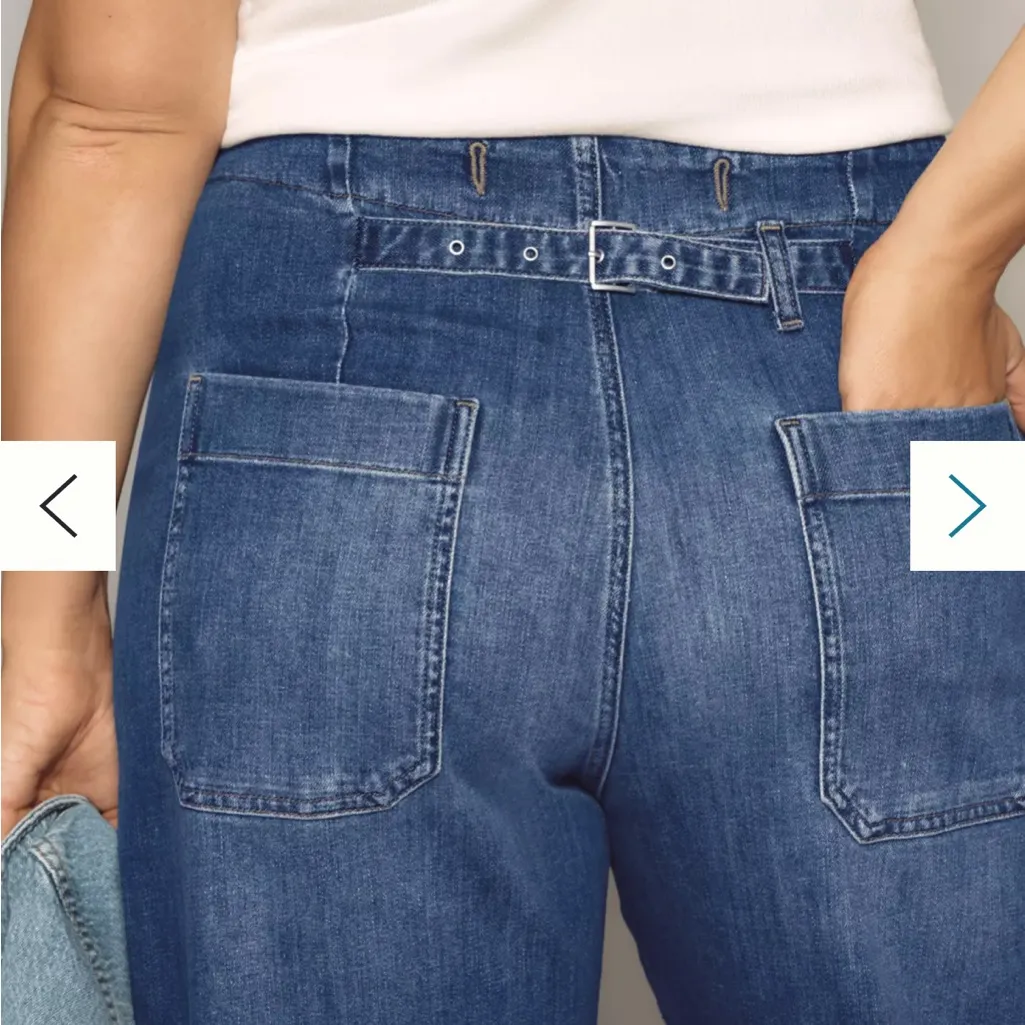 Pilcro The Arni Mid-Rise Button Front Barrel Pant‎ Medium Wash Size 16 - Image 4