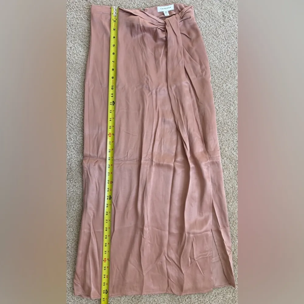 NWOT Topshop Skirt Women’s US 4 Nude Pink Faux-Wrap Satin Sarong Fits like 0-2 - Image 9