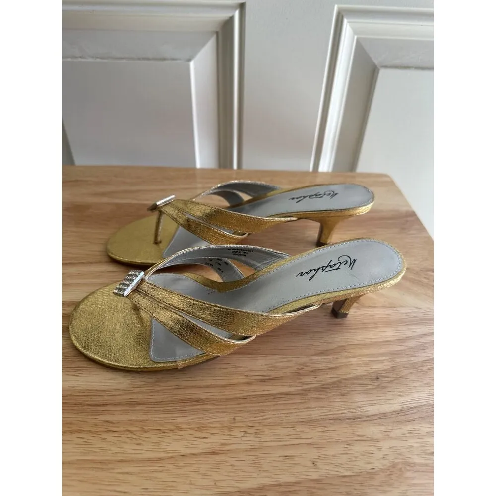 Womens Metaphor Nenita Gold Strappy Dress 2.29" Heel Sandal  Size 7 Eur 38.5 - Image 2