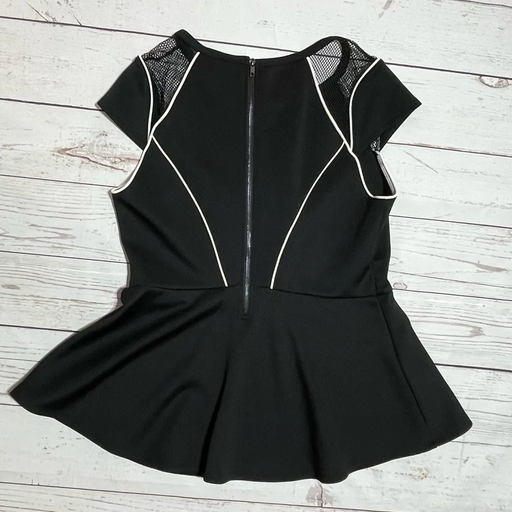 Mesh Athletic Black Peplum Top Size 1X - Image 10