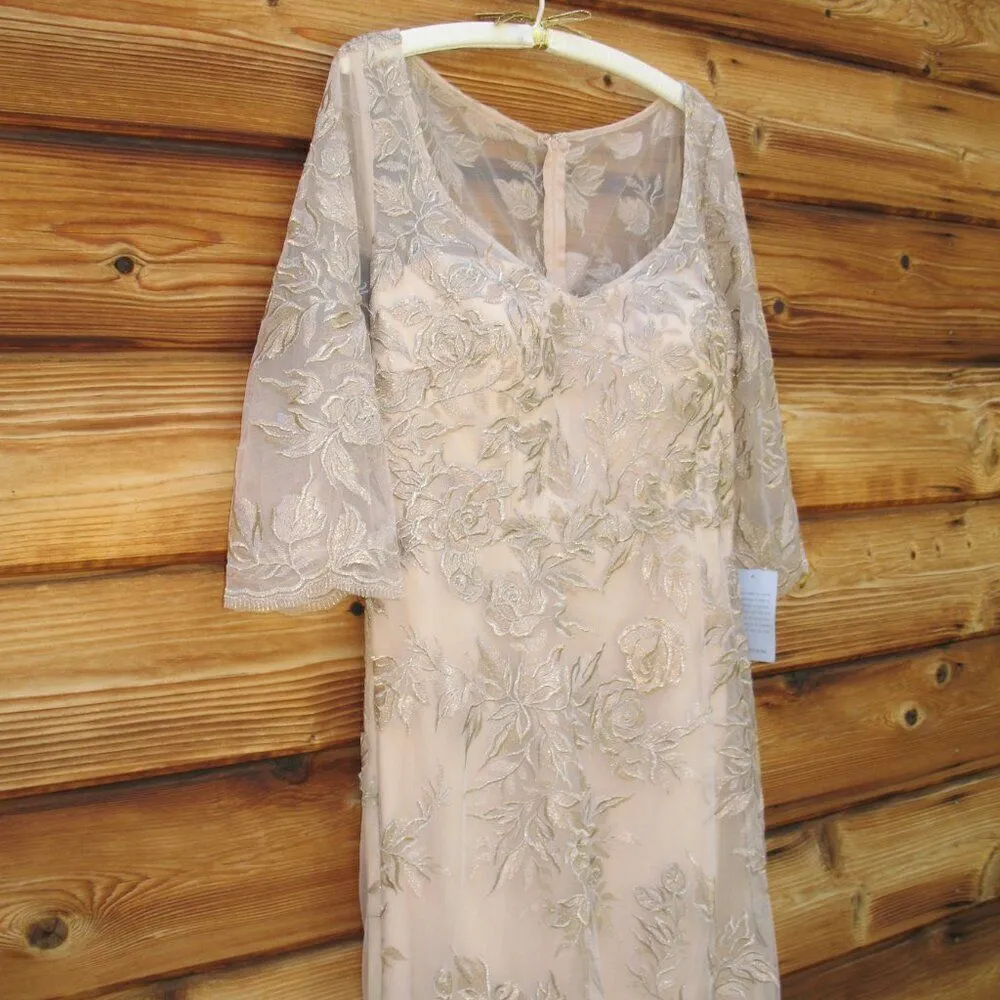 La Femme Women’s Floral Embroidered Mesh A-Line Gown Dress - Image 8