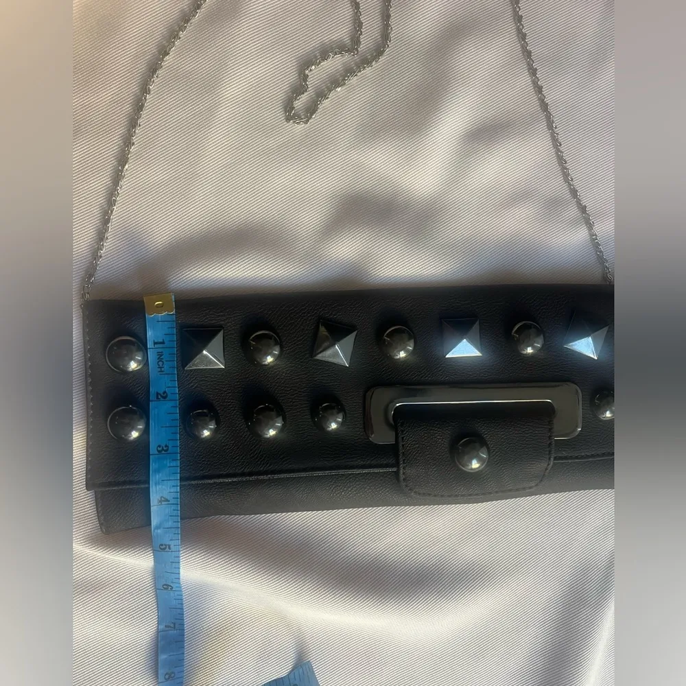 Karma Black Studded Leather Clutch - Image 9