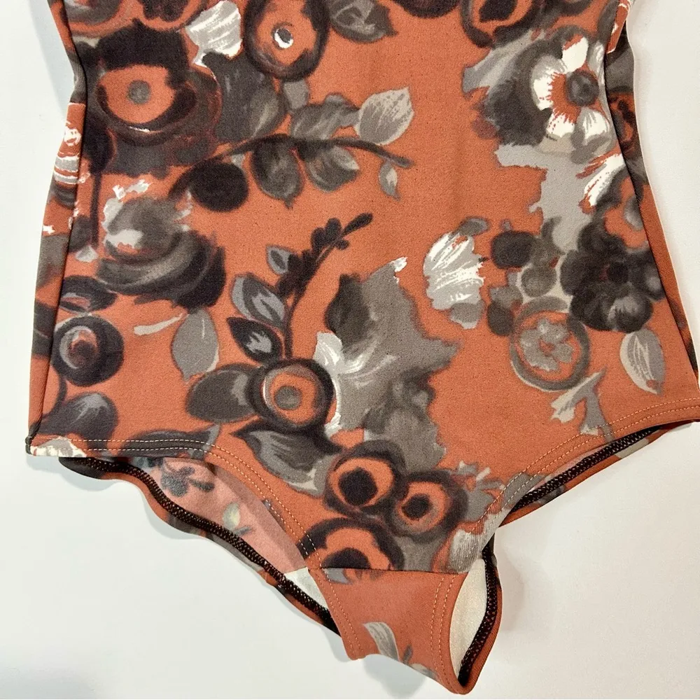 Vintage Women’s Floral Clay Monoch One Piece Swimsuit Pink Grey Size XS EUC - Image 3