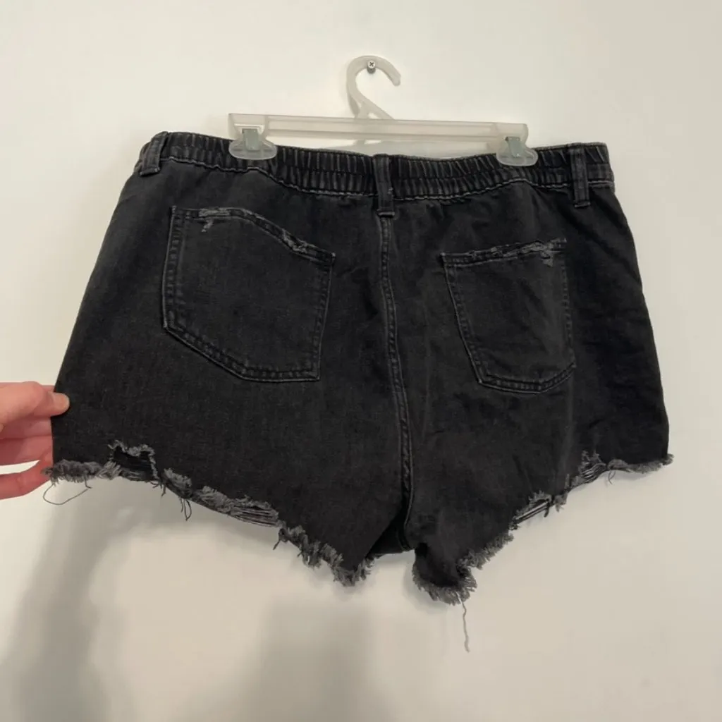 AERIE AMERICAN EAGLE AE Daydream Denim Short Black Distressed Ripped Mid Rise XL - Image 16