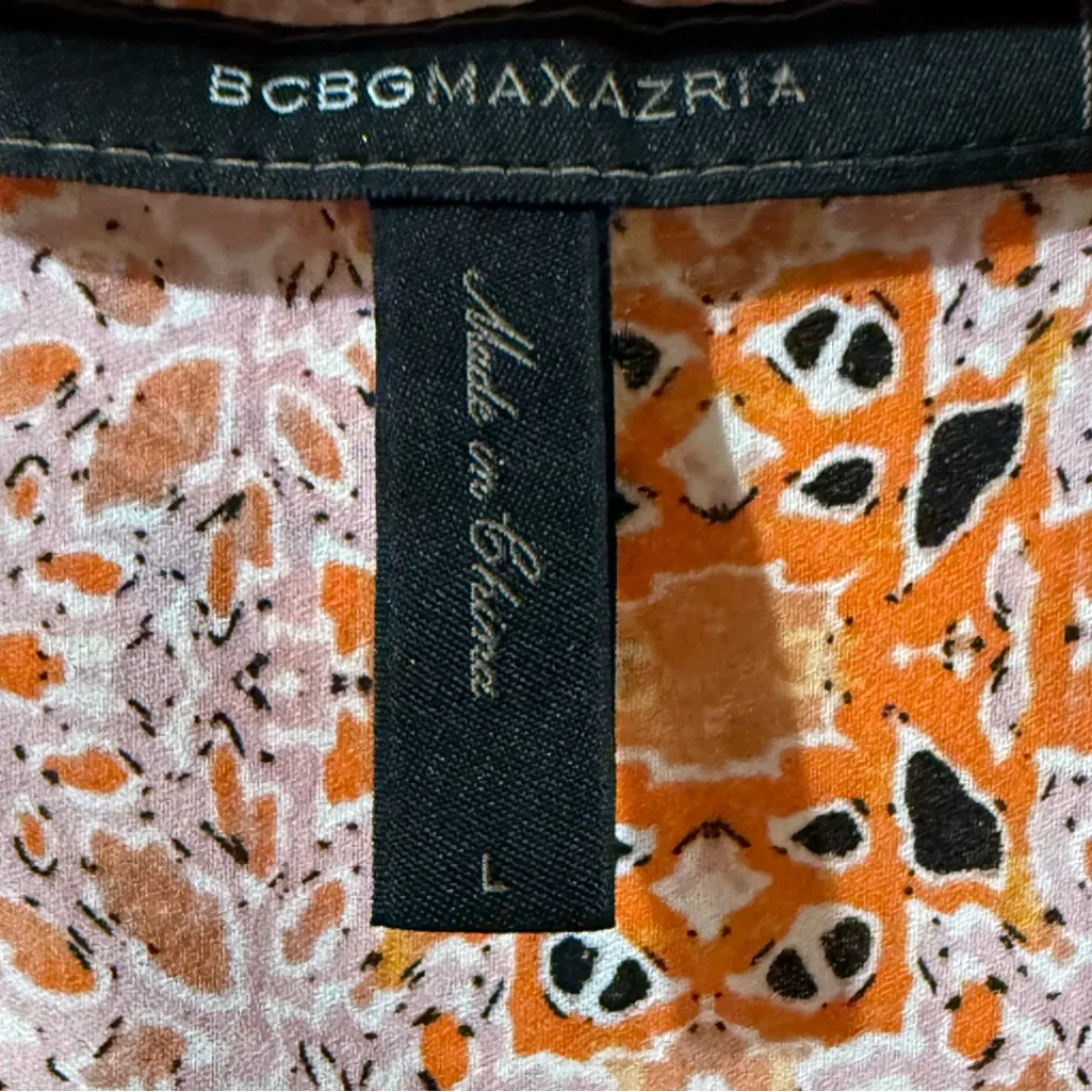 BCBGMAXAZRIA Bessie Pintuck Button Up Tunic Ambrosia Combo Paisley Print 🧡Sz L - Image 4