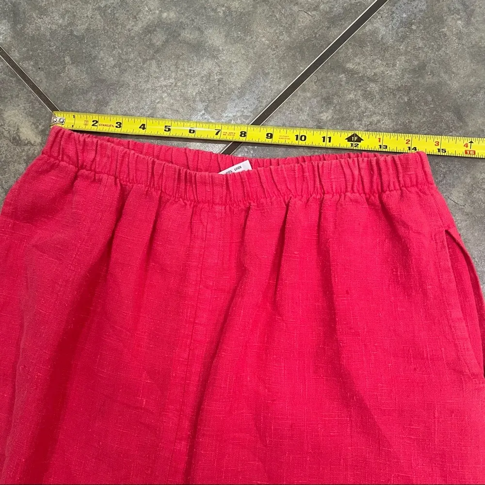 GERTIES Linen Long Pencil Midi Skirt Summer Pink Front Slit Sz M Coastal Retro Size M - Image 8