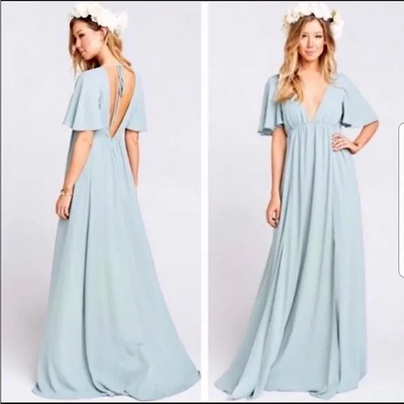 Show Me Your Mumu Faye Flutter Maxi Dress in Silver Sage Crisp | XXS - Image 48