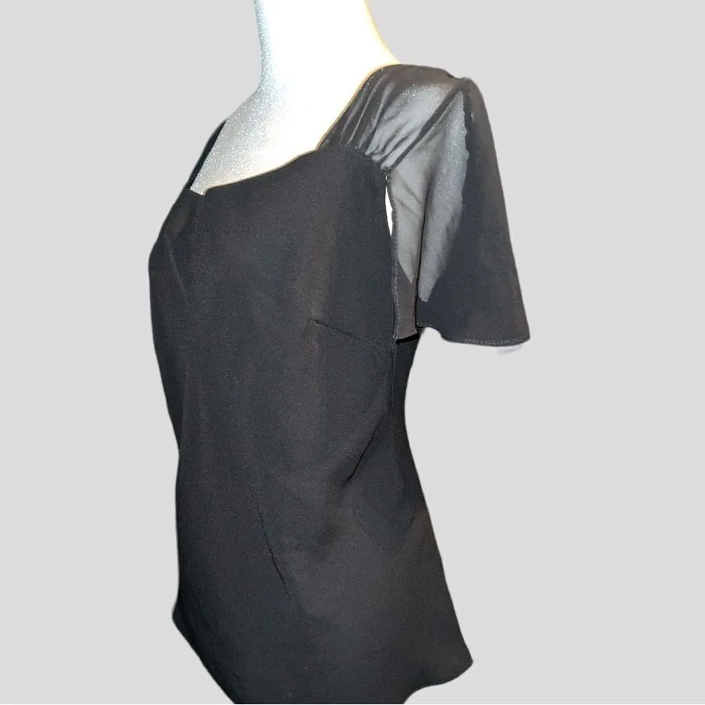 SL Fashion black dressy top with sheer black short sleeves. Size 16 - Image 2