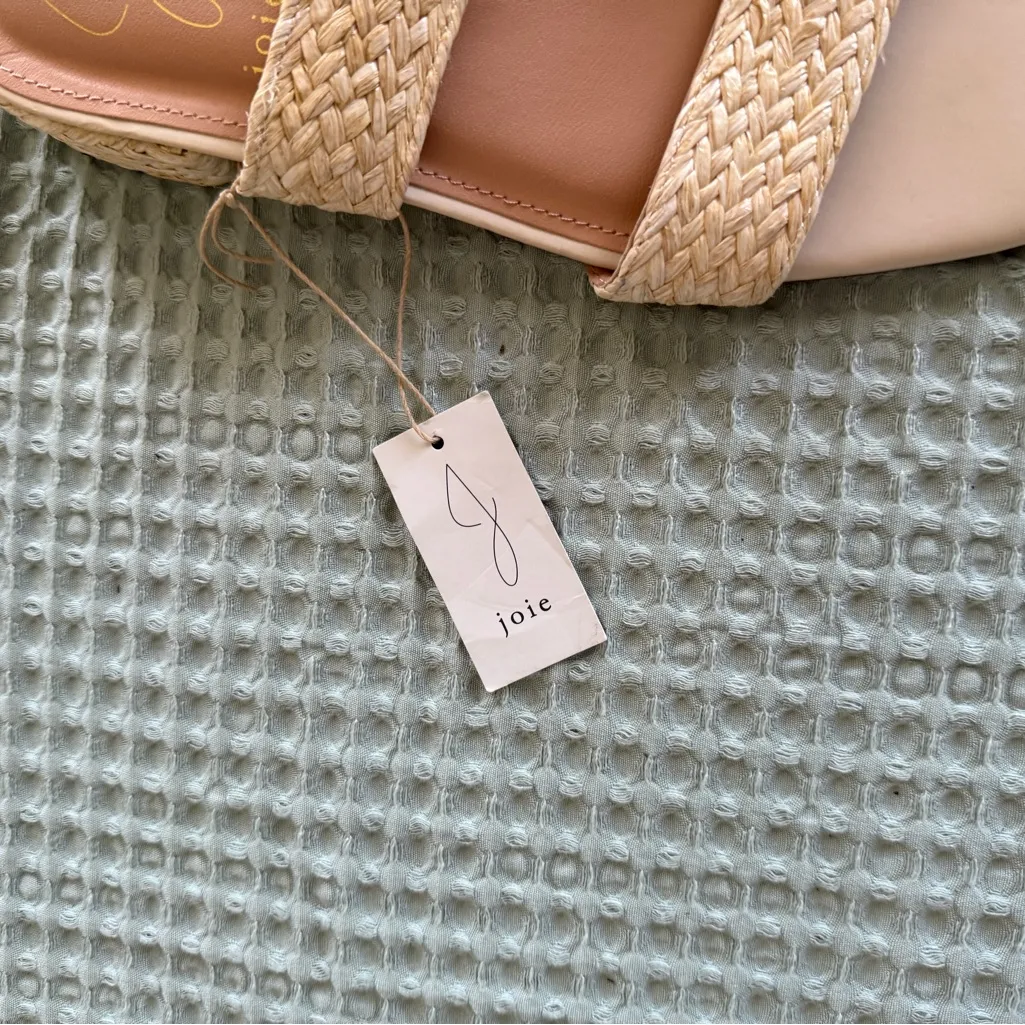 NWT JOIE Niki Natural Straw Braided Woven Strappy Slip-On Sandals Slides 8 US - Image 2