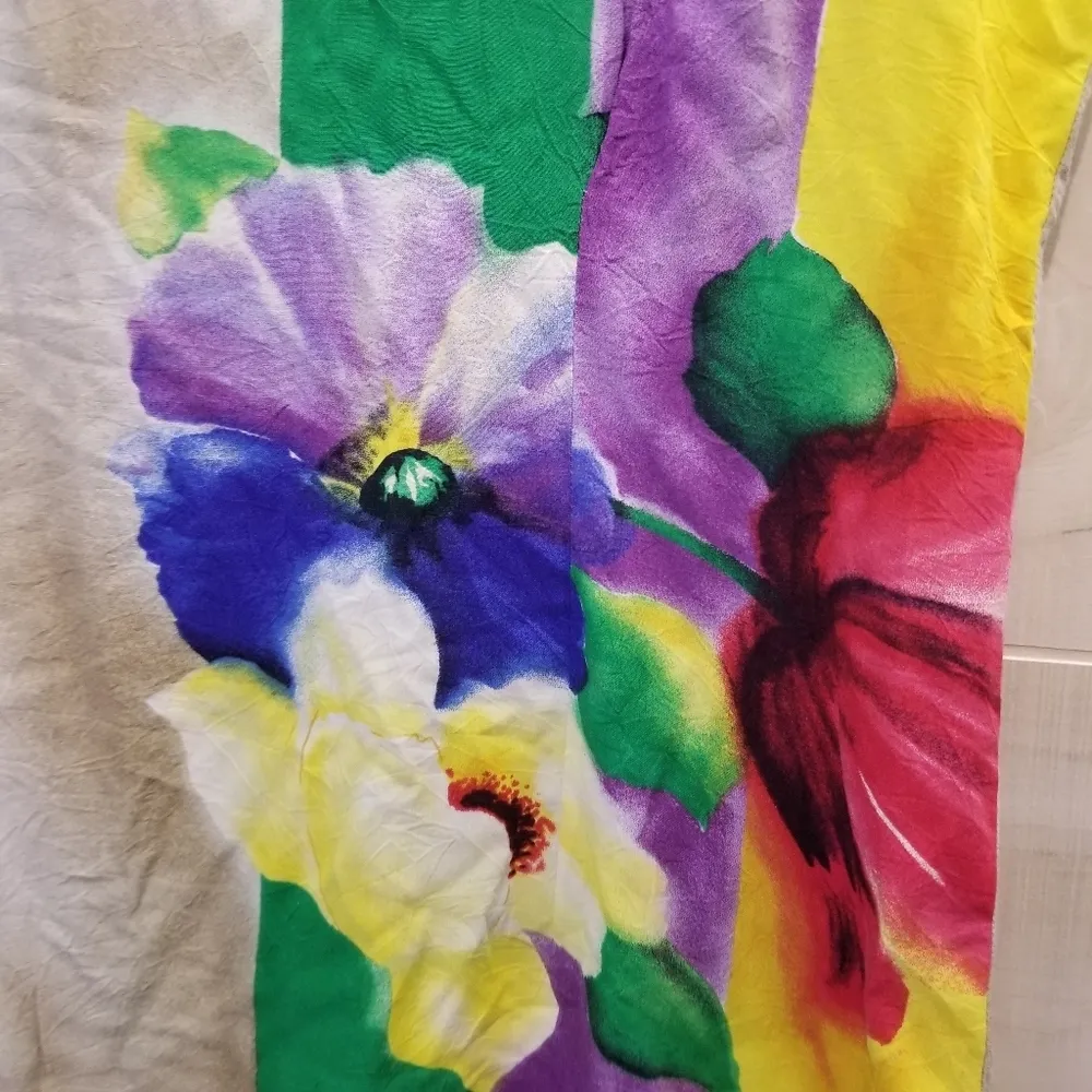 {XL} Jams World Rainbow Colorblock Floral Tropical Dress - Image 4