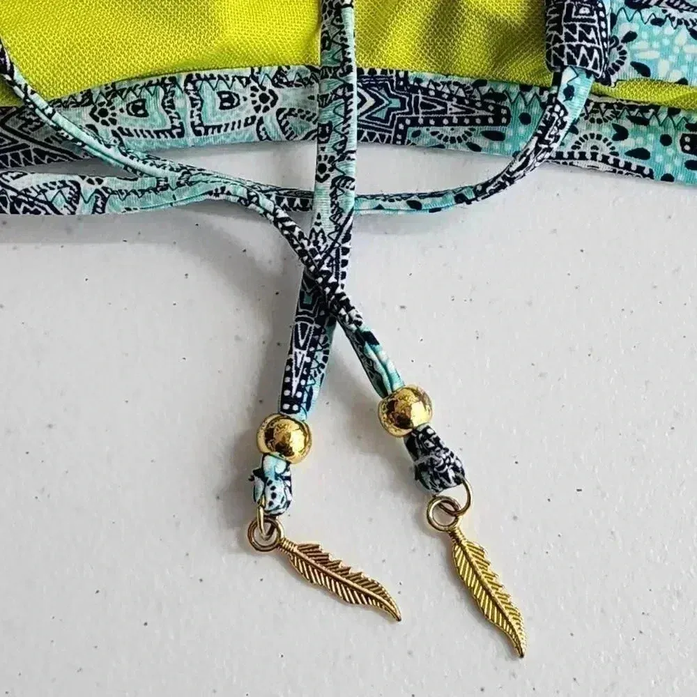 Jessica Simpson Bikini Top Swimwear Swim Suit Top Blue Green‎ Padded Bra Small - Image 5