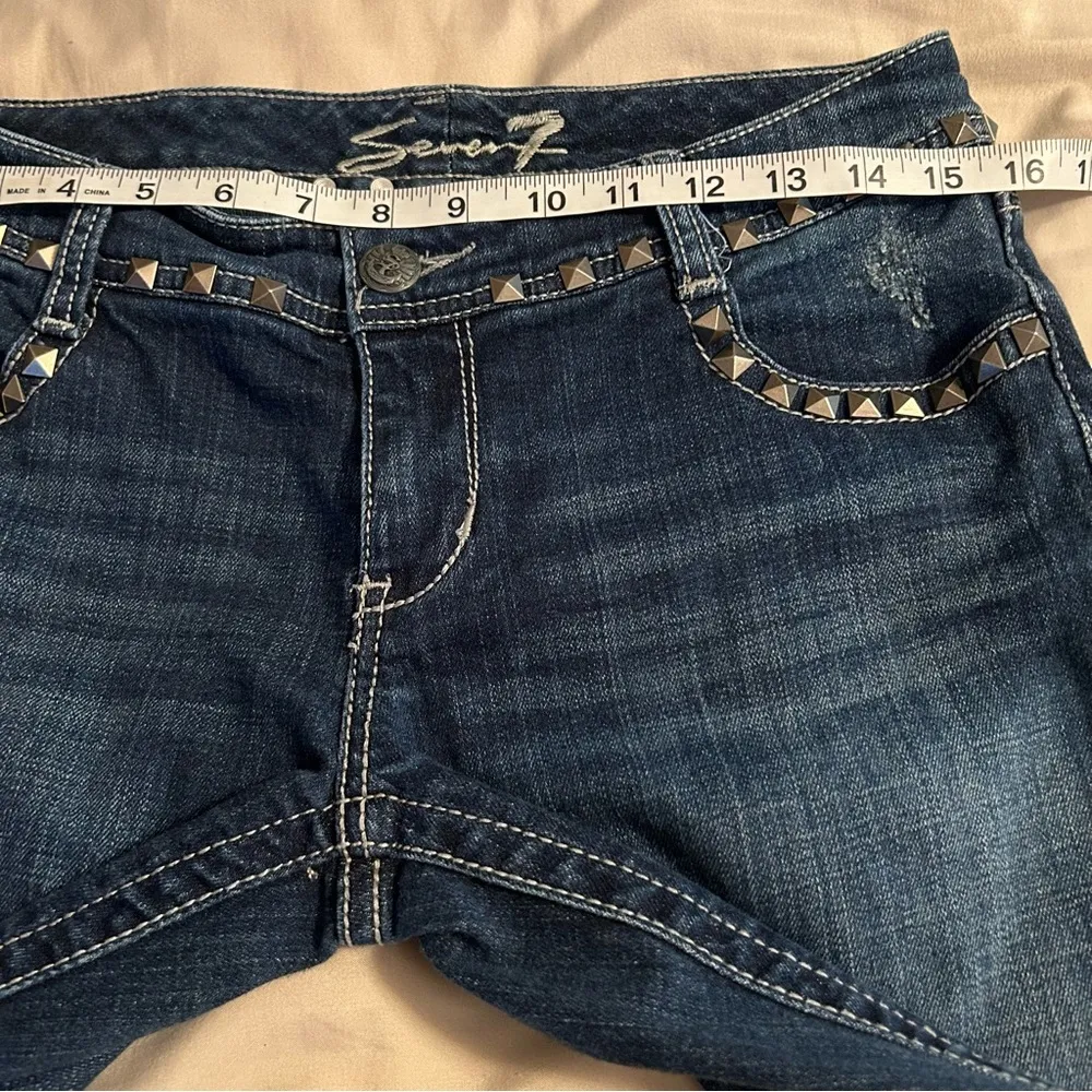 Seven 7 Jeans Women's Size 29 Straight Leg Distressed Studded Denim Med Wash - Image 9