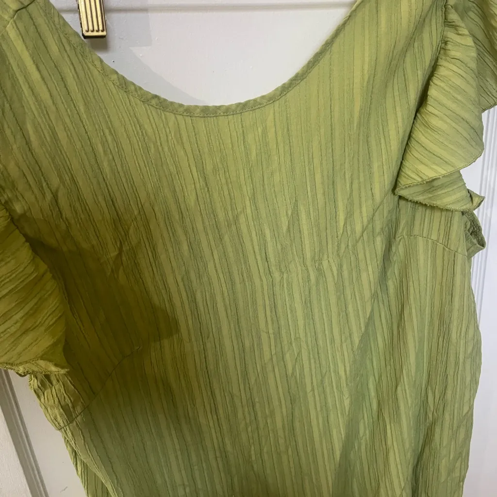 Green Midi Sundress with Flutter Sleeves and Crew Neck Size XL - Image 4