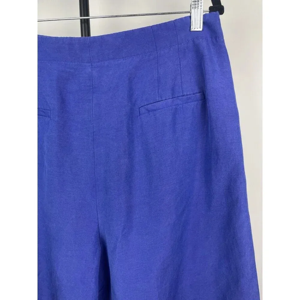 Lafayette 148 Blue Purple Ryerson Silk Linen Flat Front Bermuda Shorts Size 12‎ - Image 4