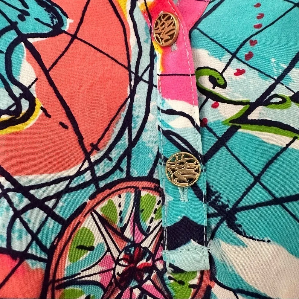 Lilly Pulitzer X Marks The Spot Map Print Elsa Silk Blouse - Image 5