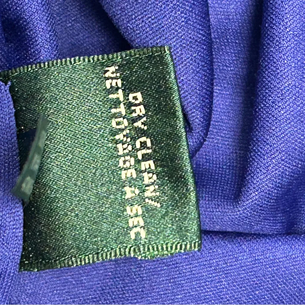 LAUREN by Ralph Lauren size Small cobalt blue crochet lace 2fer sheath dress - Image 10