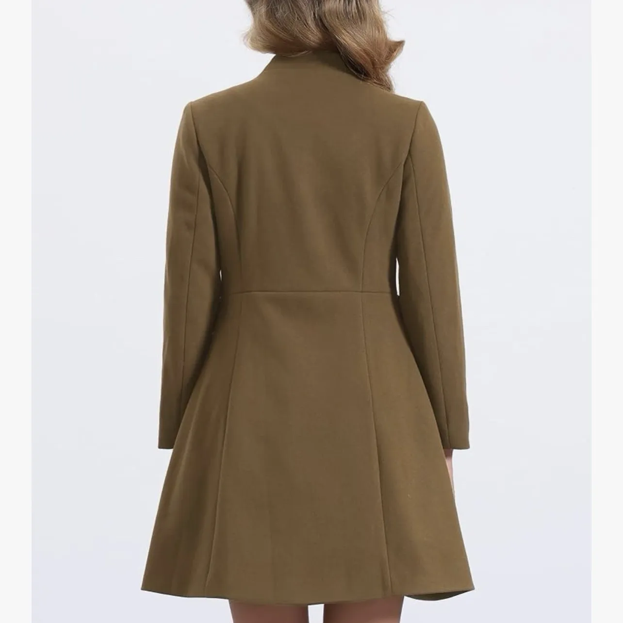 Allegra K Stand Collar Coat For Womens Double Breasted Pocket Long Sleeve Sz S - Image 3