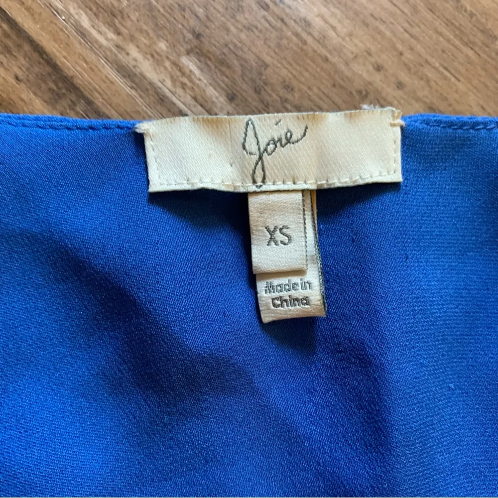 Joie Silk Blouse Shirt Vneck Tunic Royal Blue XS X-Small Top Shirt - Image 6
