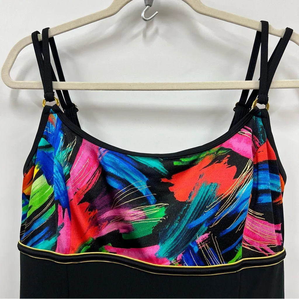 NWOT Swimsuit size 14 skirted one piece adjustable straps built in bra - Image 3