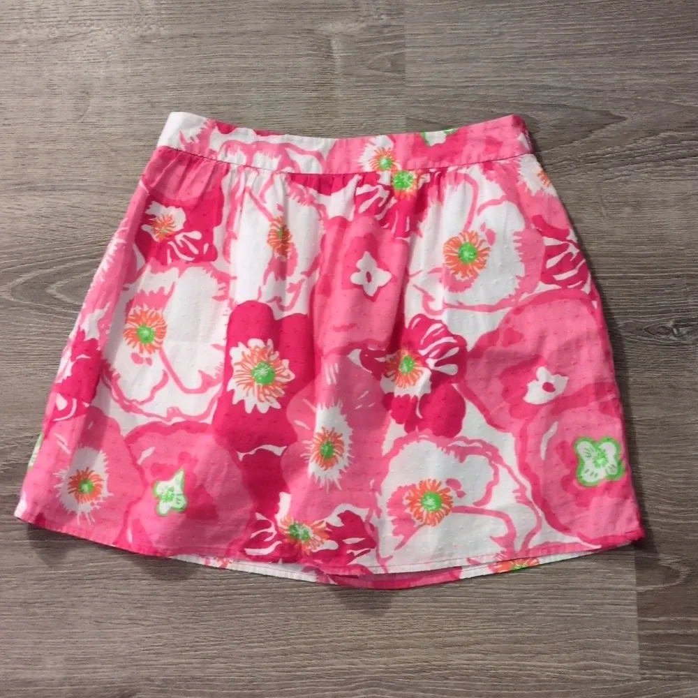 Lilly Pulitzer Hotty Pink Cherry Begonias Cissy Skirt Clip Dot Size 2 - Image 11