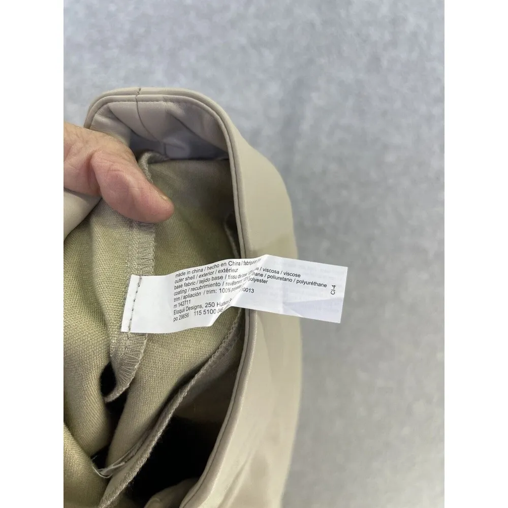 ELOQUII Women's Pleather Pants Solid Beige Brown Size 14 Pockets - Image 3