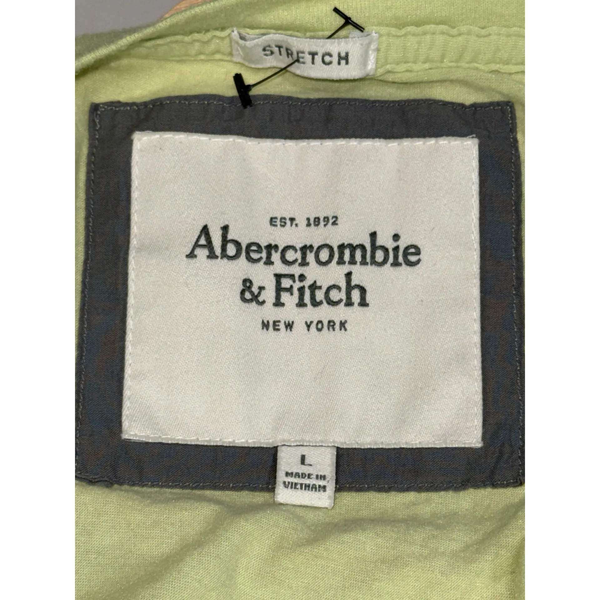 Abercrombie & Fitch Stretch Green Vintage V-Neck Short Sleeve Shirt Size Large - Image 5