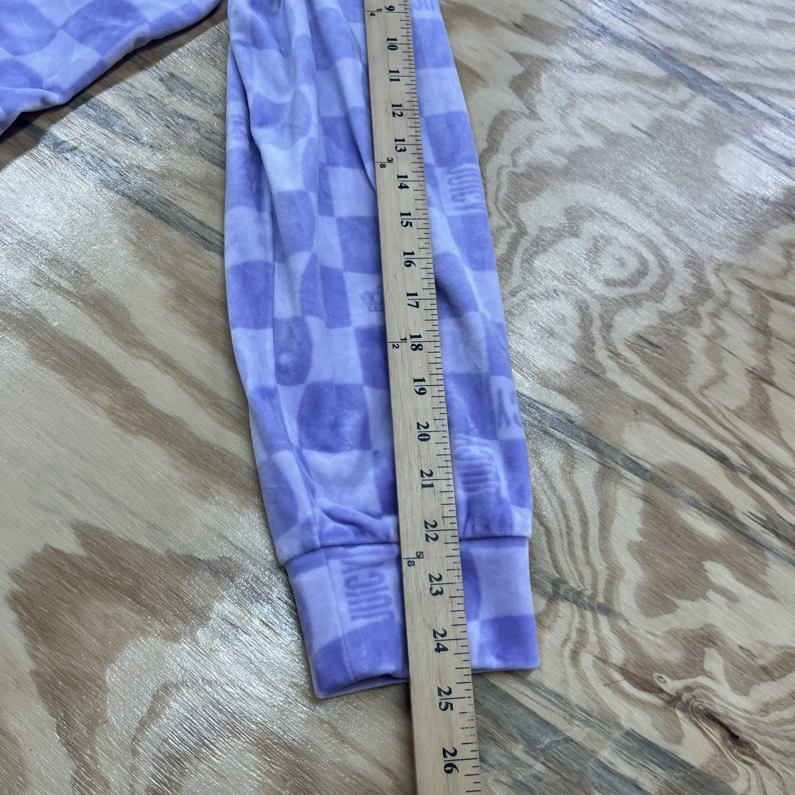 Juicy Couture Y2K Full Zip Velour Hoodie Purple Checkered Jacket Womens 2X - Image 11