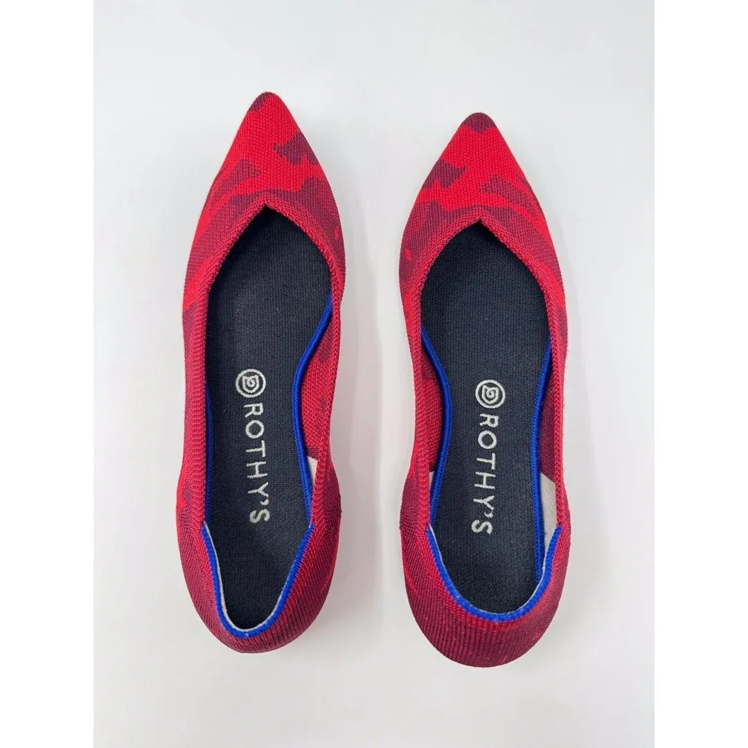 Rothys The Point Womens Ballet Flats Red Camouflage Slip On Loafer Comfort US 10 - Image 5