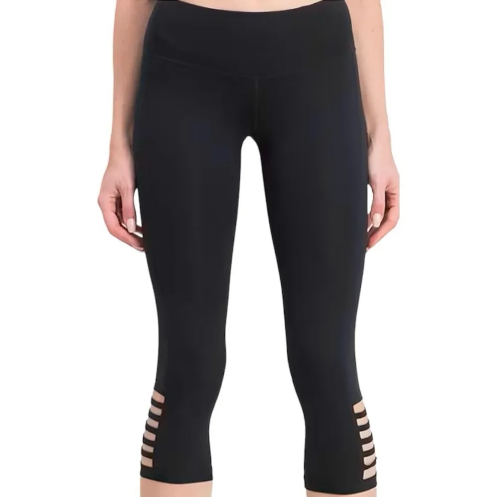 Ideology Cutout Cropped Black Stretch 20” Leggings Tights NWOT Women Size Medium - Image 4