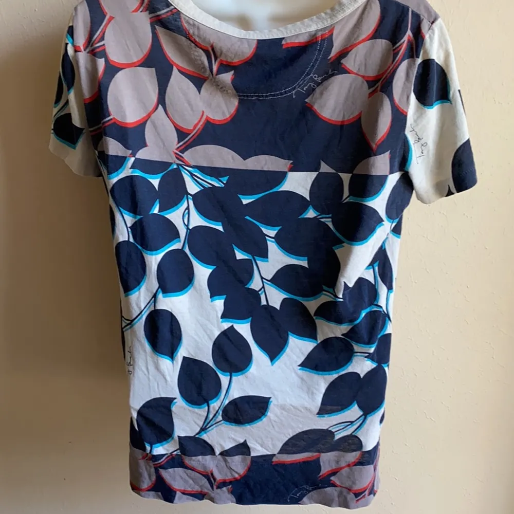 Tory Burch 3-D Leaf Print Pima Cotton T Shirt S - Image 10