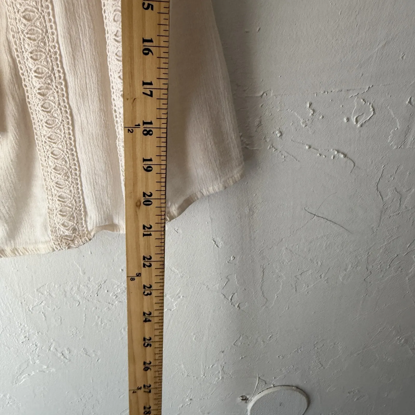 Hollister‎ Shirt XS White Boho Crochet Lace Peasant Blouse Top Coquette Festival - Image 5