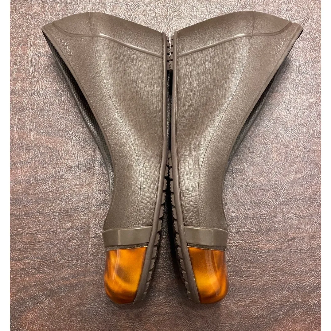 Crocs Brown Wedge Heels with Tortoiseshell‎ Cap Toe Size 8 Women’s Career Office - Image 4