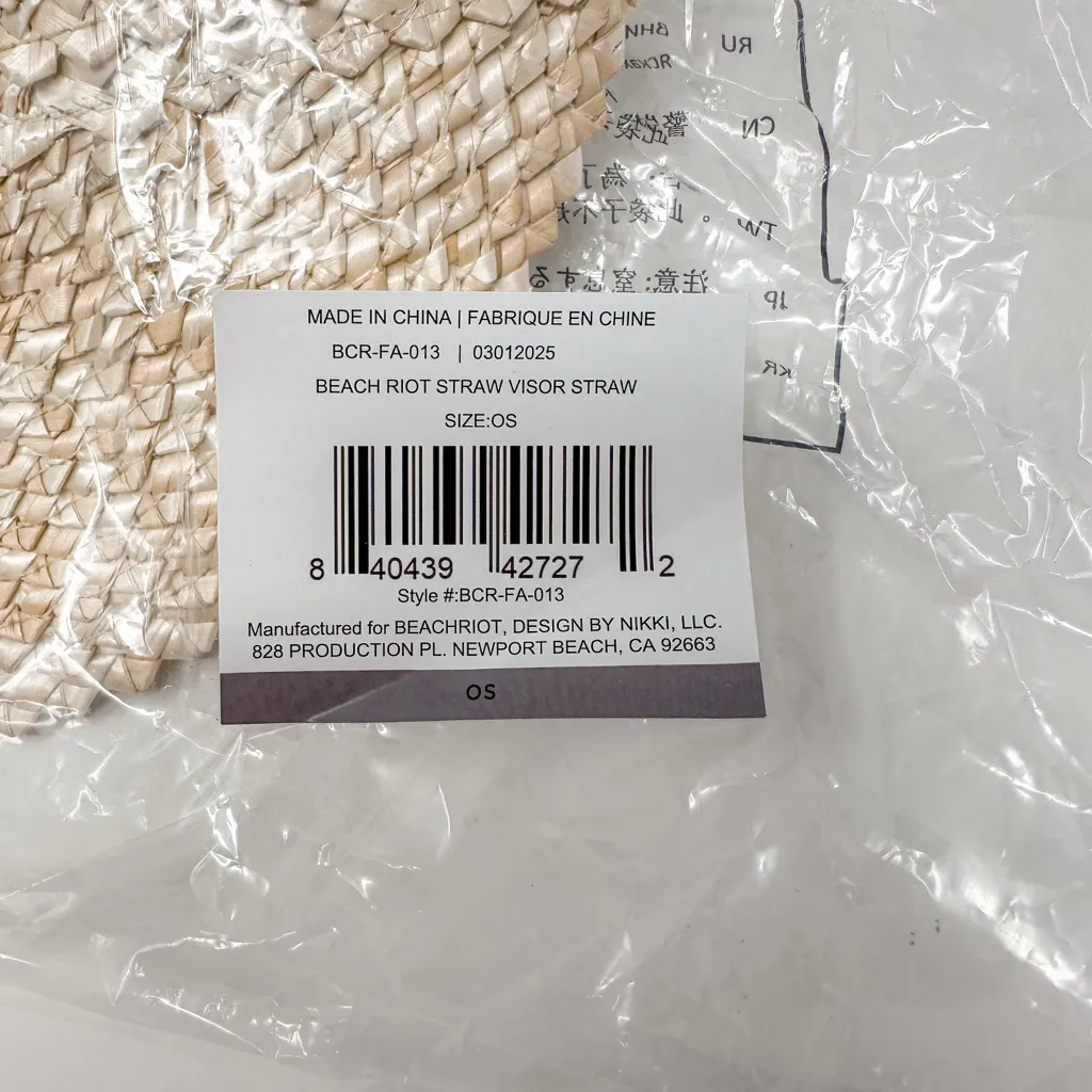 Beach Riot Straw Visor One Size Lightweight Adjustable New MSRP $78 - Image 5