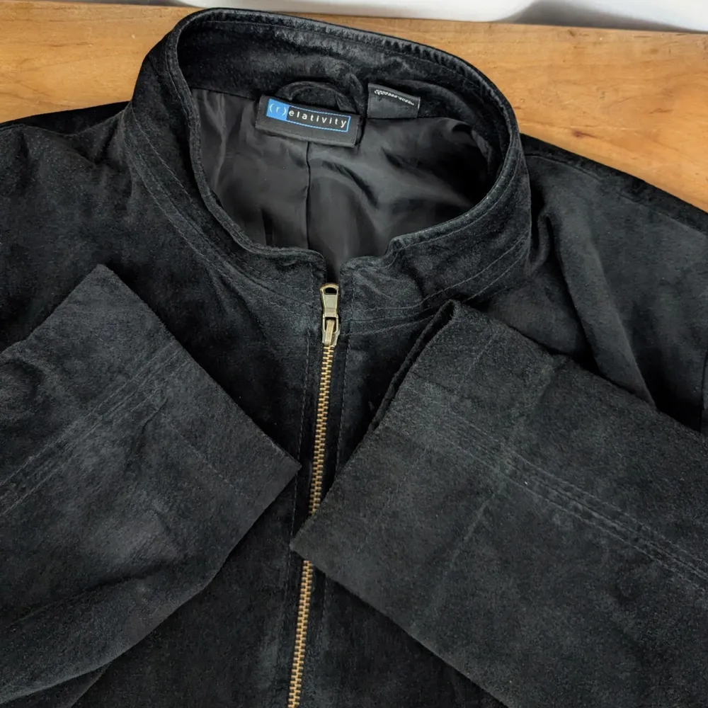 (R)elivity Black Suede Leather ' Jacket Juniors XL - Image 3