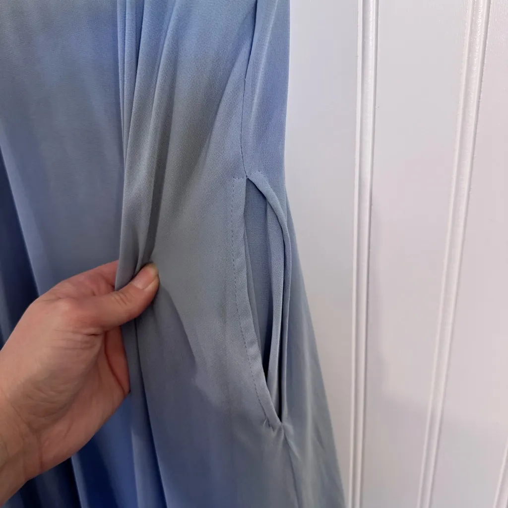 Birdy Grey Kaia Dress Chiffon Dusty Blue Maxi Dress Pockets Women’s Size Medium - Image 7