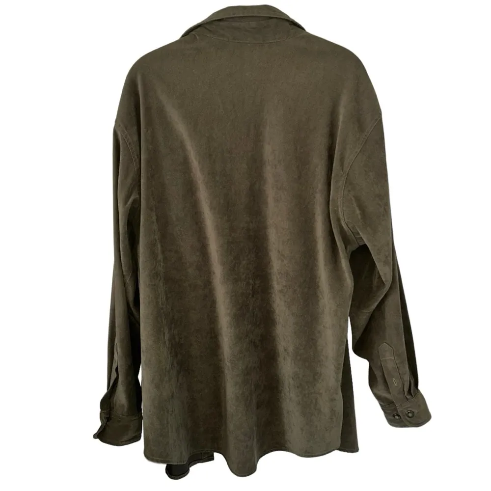 Vintage Olive Green Polyester Button Down Bill Blass Top Jacket Women’s Large! - Image 2