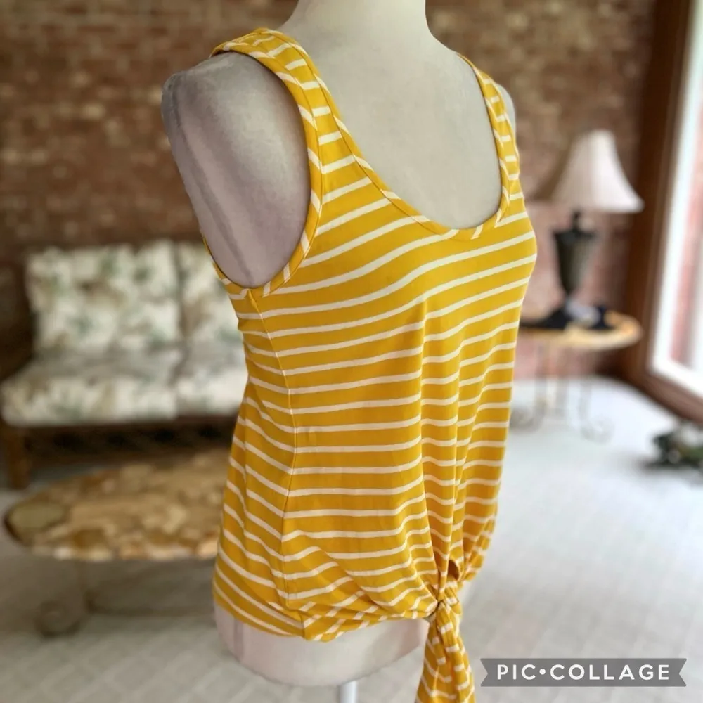 NWT Maison Jules Tank Top Yellow Striped Tie Hem M Casual Party Lunch nautical - Image 11