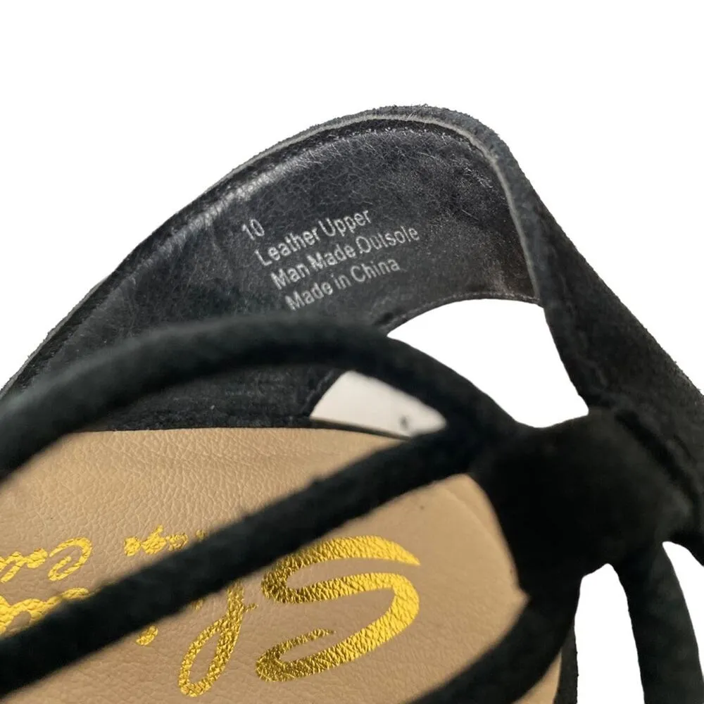 Sbicca Staycation Black Suede Ankle Lace Up Platform Wedge Sandal size 10 - Image 9