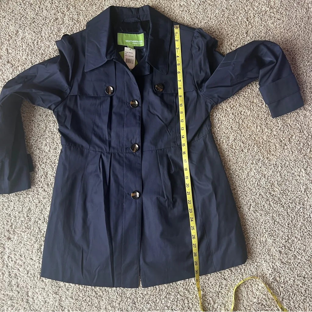 NWT Weatherproof Garment Co Trench Coat Rain Size Large Navy Blue Classic - Image 10