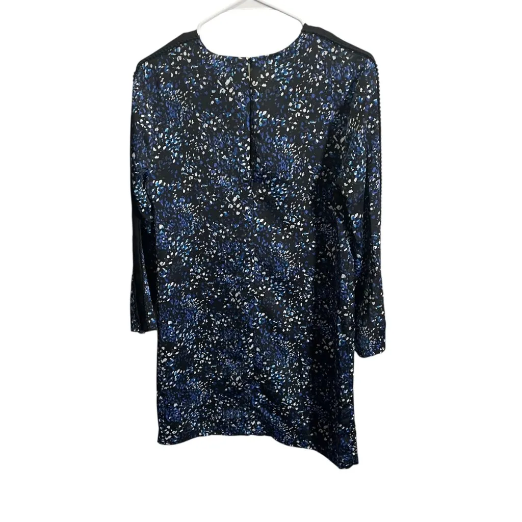 Banana Republic Womens Dress Size 2 Abstract Print Long Sleeve Blue - Image 4