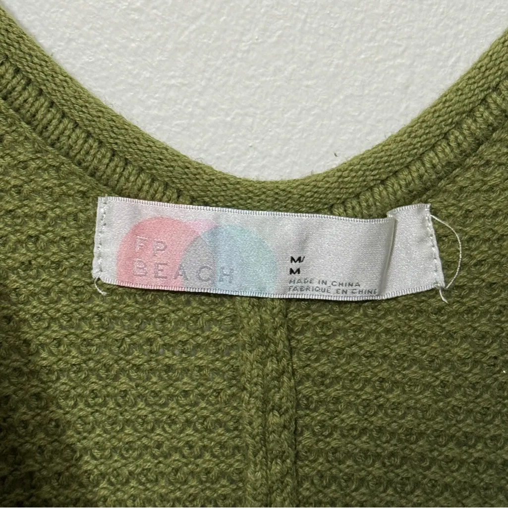 Free People FP Beach Hailee Sweater Knit Jumper Jumpsuit M Overall Olive Green - Image 4
