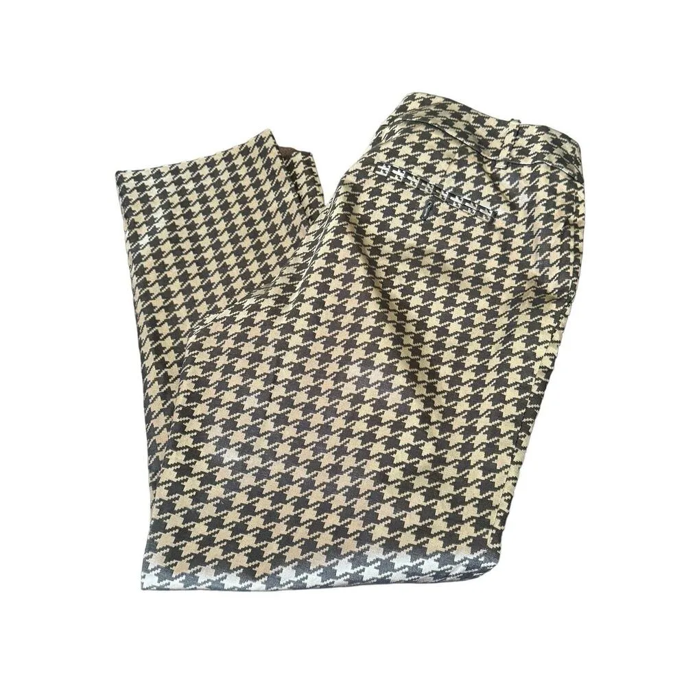 The Limited Cassidy Fit Black Gold Checkered Cotton Blend Pants Size 12 Club - Image 4