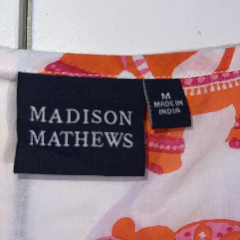 Madison Mathews Orange and Pink Elephant Novelty Top 100% cotton Size M - Image 9