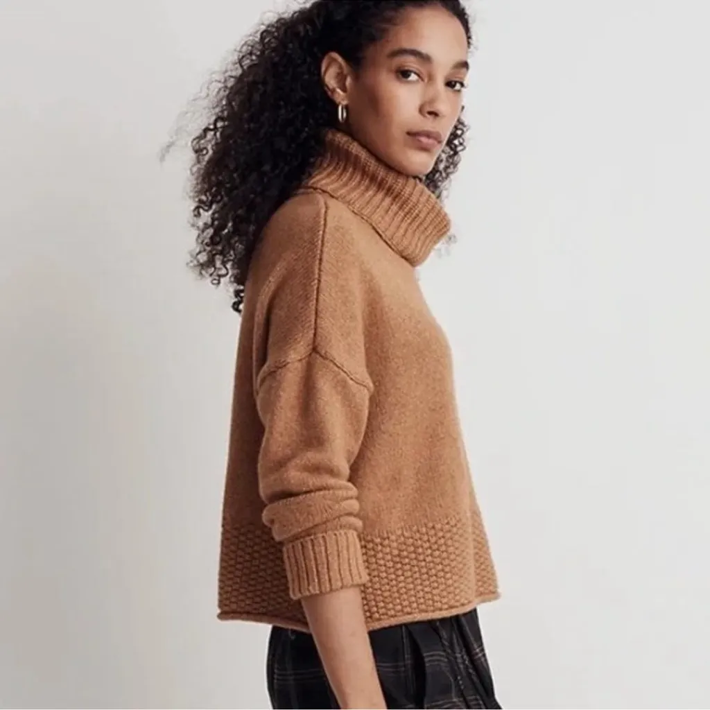 Madewell Sadler Turtleneck Sweater in Heather Camel - Image 2