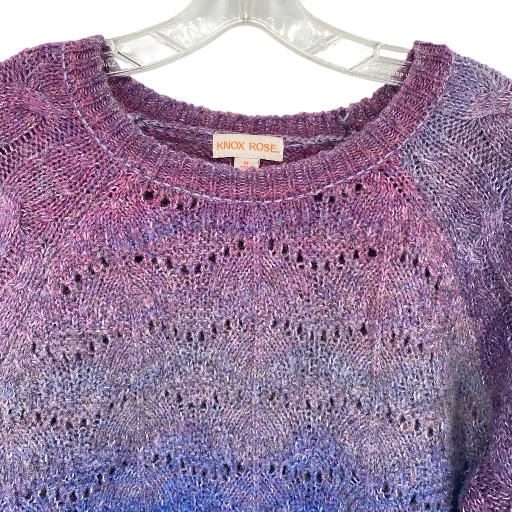 Knox Rose Purple Ombre Wool Blend Cable Knit Sweater - Image 3
